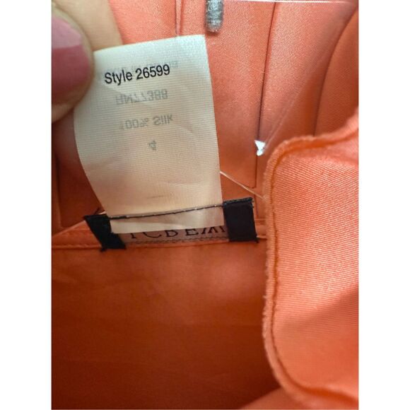J. Crew 100% Silk Peach Orange Ruffled Sleeveless Blouse Buttons w/ Bib Collar 4 - Picture 3 of 4